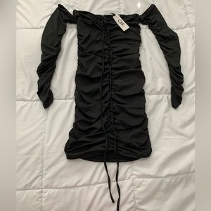 CBR Black Ruched Sleeve Dress - Small NWT